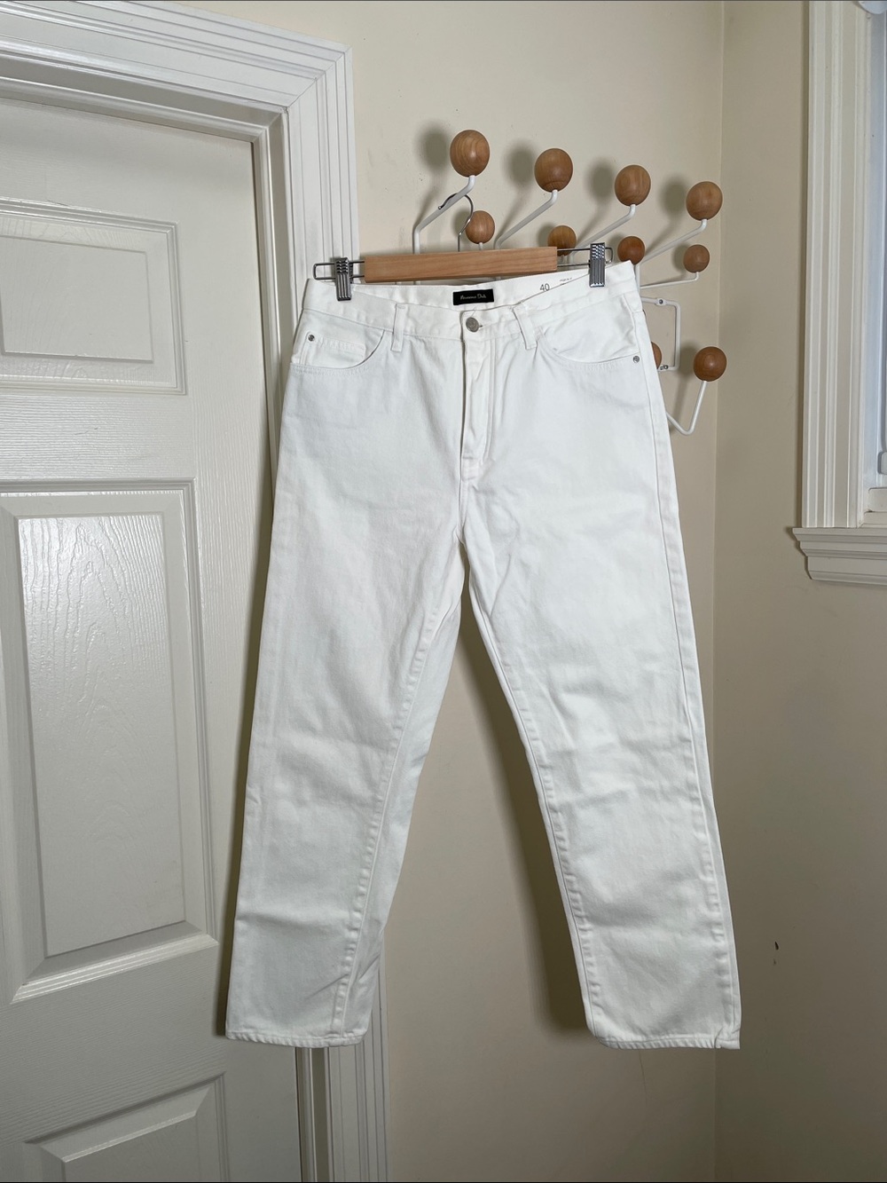 Massimo Dutti Straight Legged Denim Jeans - White - 8
